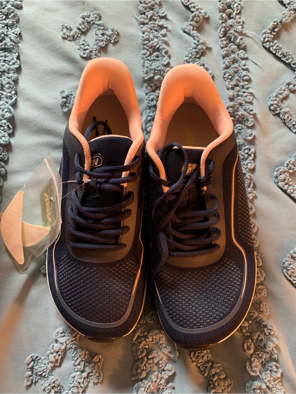 Women’s Navy Athletic Sneakers with Peach Accents